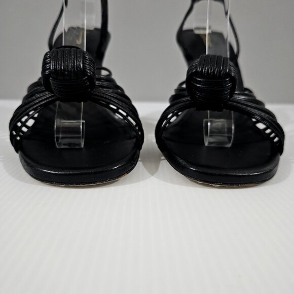 Larroude Valerie Slingback Knotted Sandal Stiletto Black Leather Size 9.5 NWOT - Picture 4 of 13
